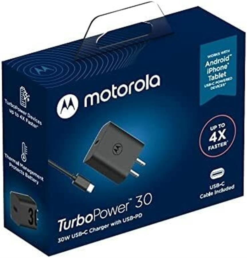 Cargador Motorola TurboPower 30W Tipo C Negro Original Turbo