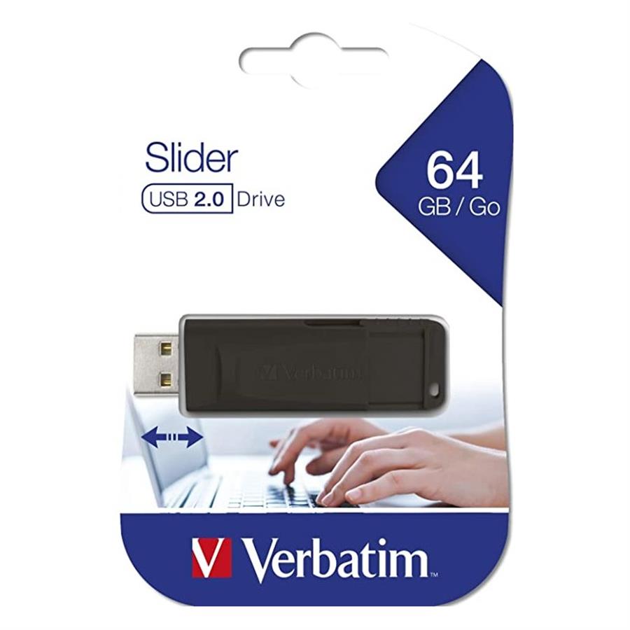 Pendrive Verbatim Microban 64GB Slider Negro