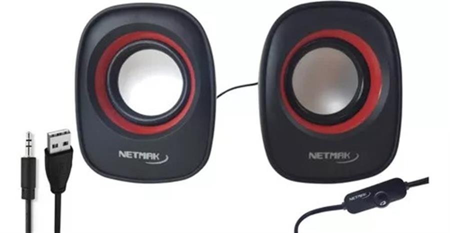 Parlante PC USB rojo Netmak NM-9025