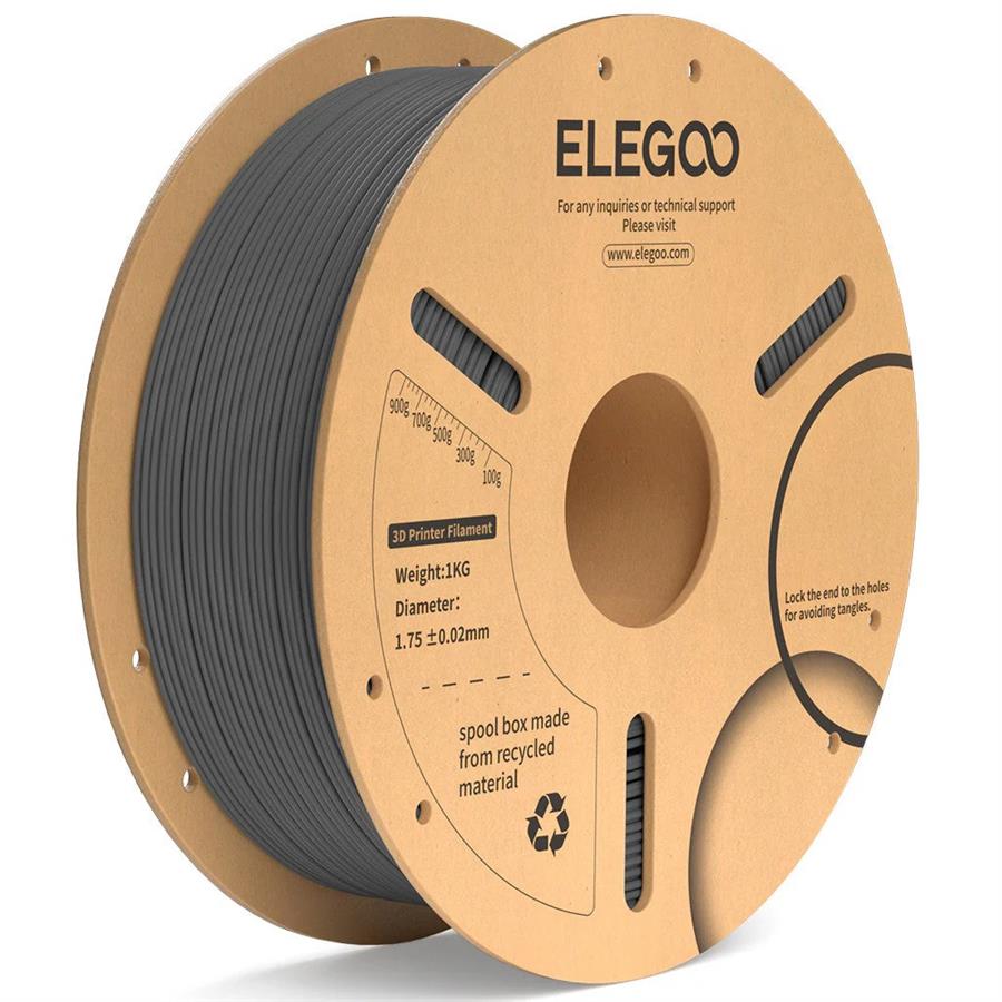 Filamento Elegoo PLA+ 1.75mm-1KG Gris (50.203.0163)