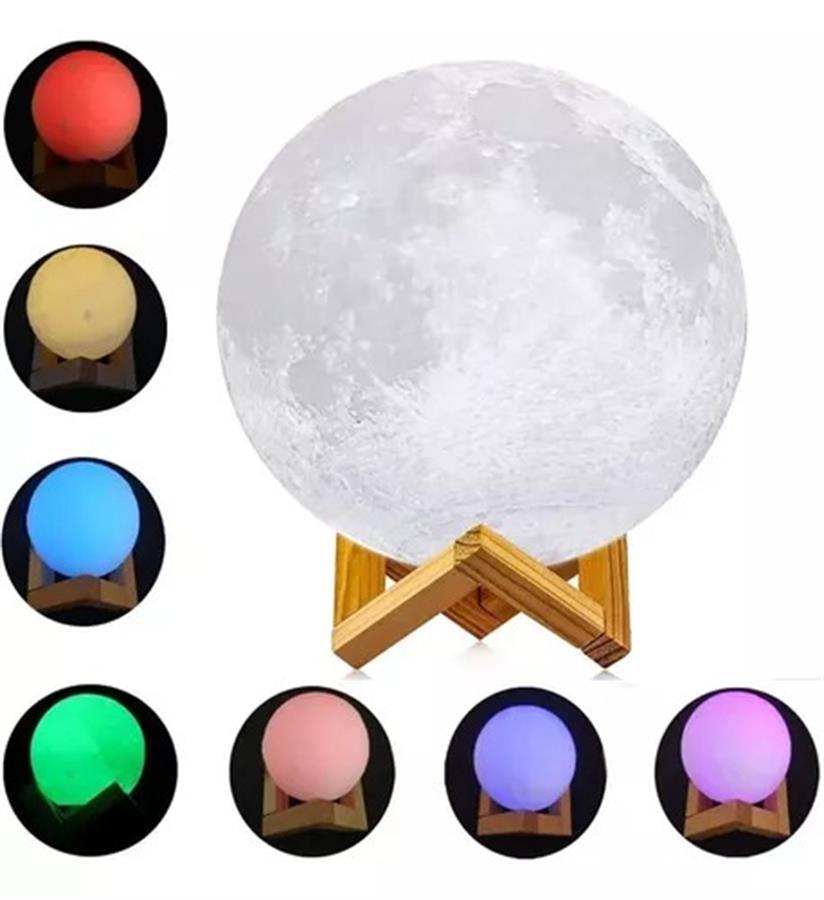 Lampara Velador Luna con luz Led 12Cm