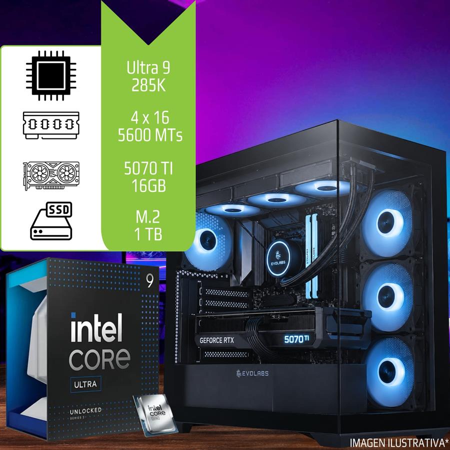 PC Gamer / Diseño Ultra 9 285K 64GB (4x16GB) 5600Mhz SSD M.2 1TB 5070TI 16GB