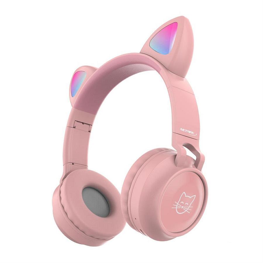 Auricular Bluetooth Cat Netmak con Luz Led (NM-CAT) Rosa
