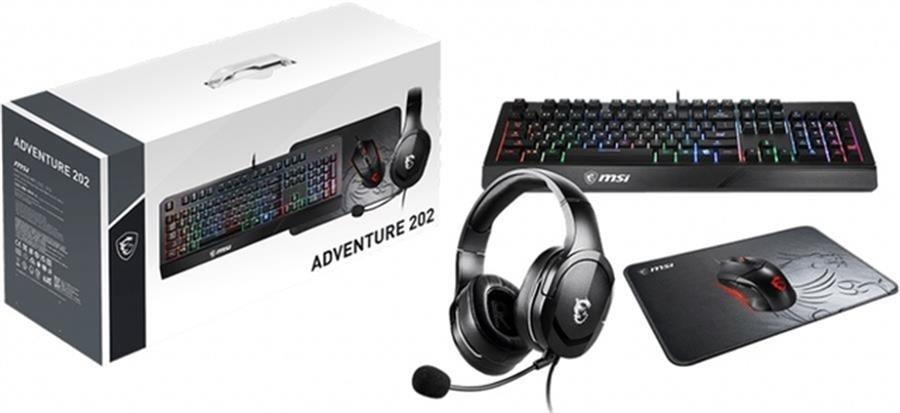Combo Gamer 4 en 1 MSI Teclado+Mouse+Auricular+Pad Adventure 202 US