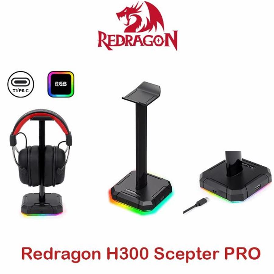 Soporte Premium Para Auricular RGB 4 Puertos USB Redragon SCEPTER Pro (HA300)