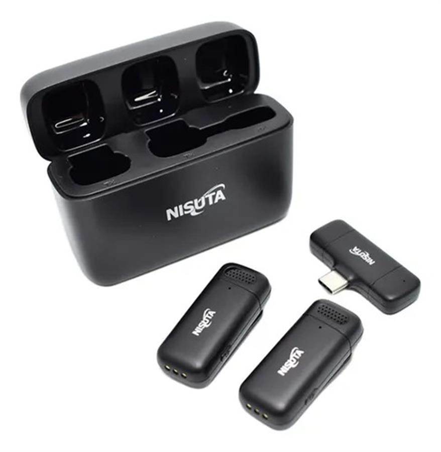 Microfono Inalambrico Doble 2.4Ghz con Recepto USB-C Nisuta (NSMICW3)