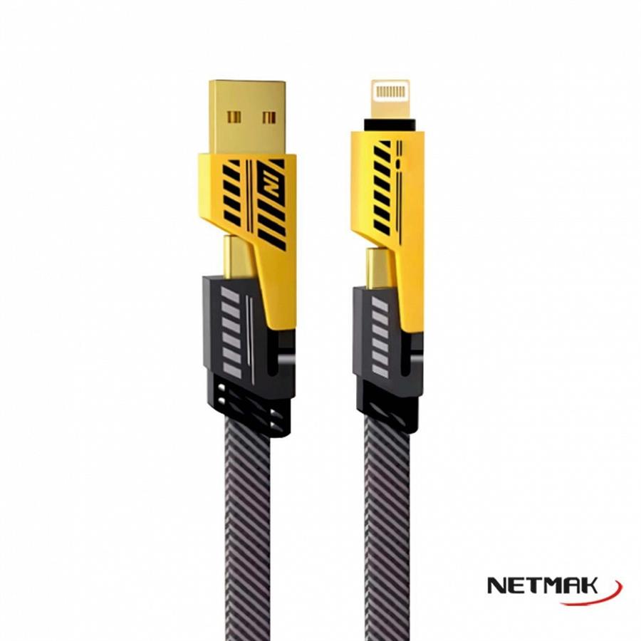 Cable 4 en 1 Tipo C + USB + Lightning Netmak (NM-123)