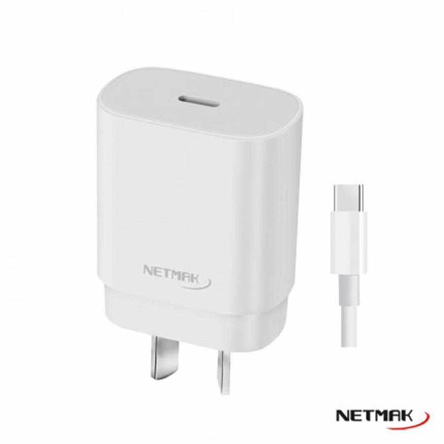 Cargador Usb-C Pd 30w con Cable Tipo-C Netmak (NM-CP2)