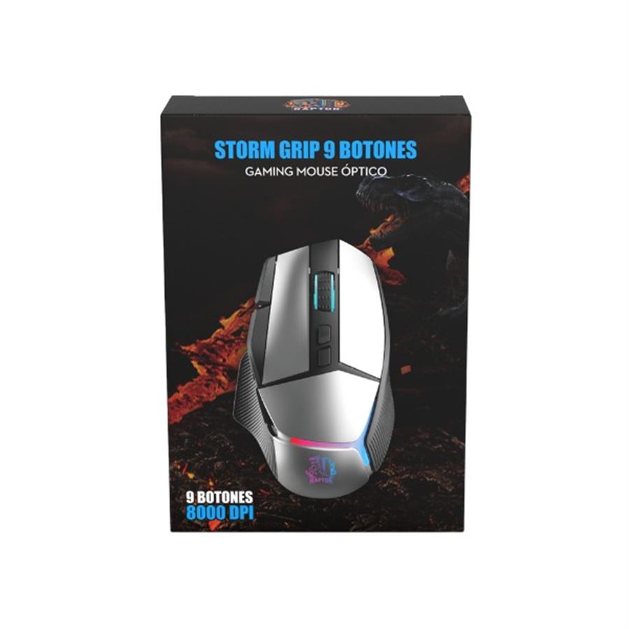 Mouse Gamer Raptor Storm Grip 9 Botones 8000dpi Retroiluminado (2177)