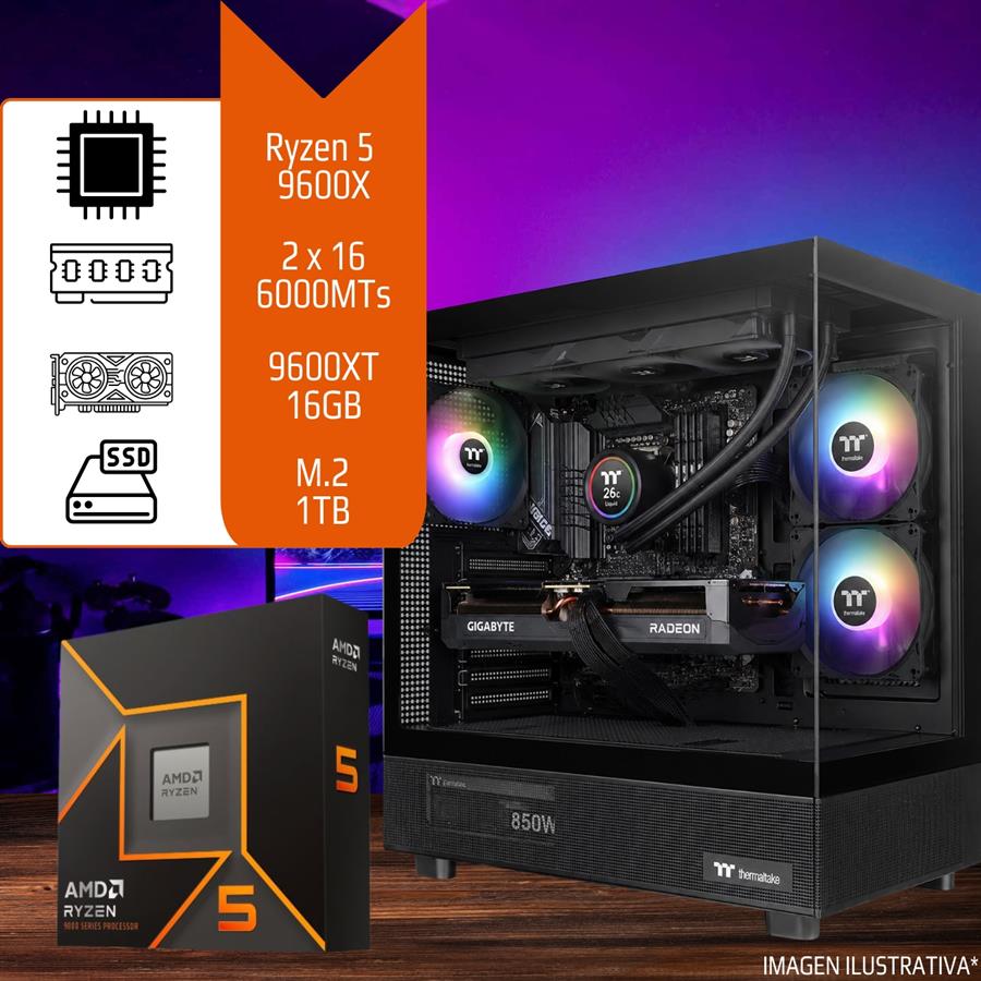 Pc Gamer / Diseño Ryzen 5 9600X 32GB (2x16GB) 6000 MHz SSD M.2 1TB RX 9060XT 16GB