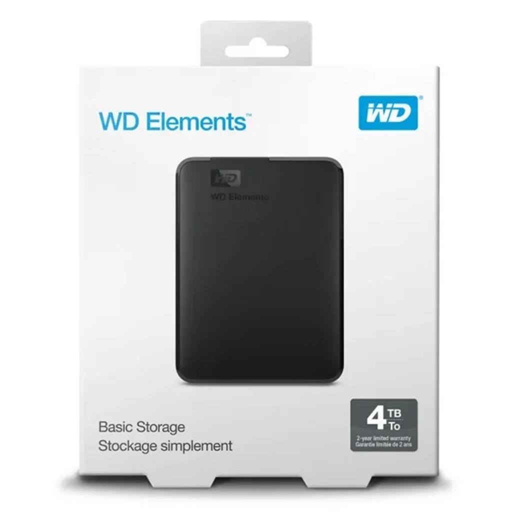 Disco Externo HDD WESTERN DIGITAL Elements 4TB USB 3.0 Tipo A Negro