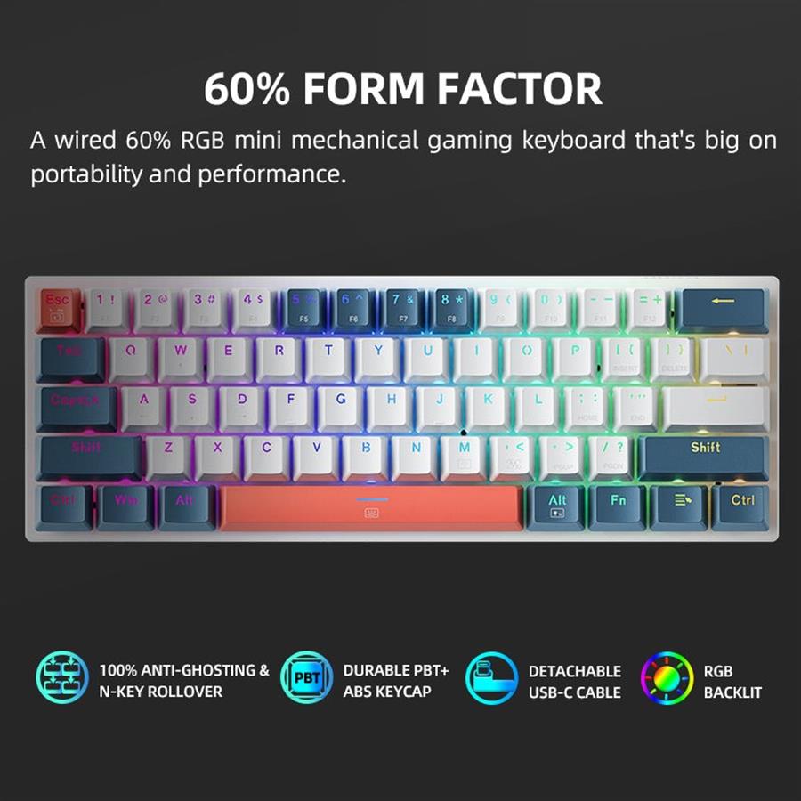 Teclado mecánico cableado 60% K500-B61 Machenike Español