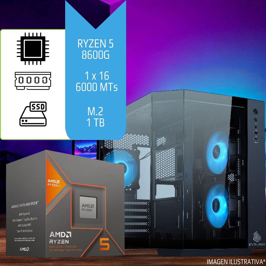 PC Gamer / Diseño Ryzen 5 8600G 16GB 6000Mhz SSD M.2 1TB