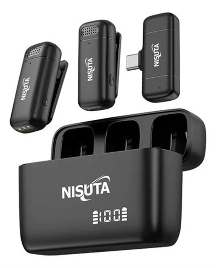 Microfono Inalambrico Doble 2.4Ghz con Recepto USB-C Nisuta (NSMICW3)