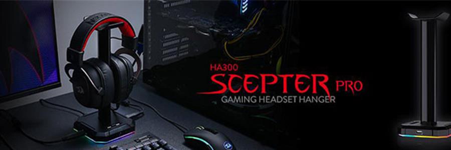 Soporte Premium Para Auricular RGB 4 Puertos USB Redragon SCEPTER Pro (HA300)