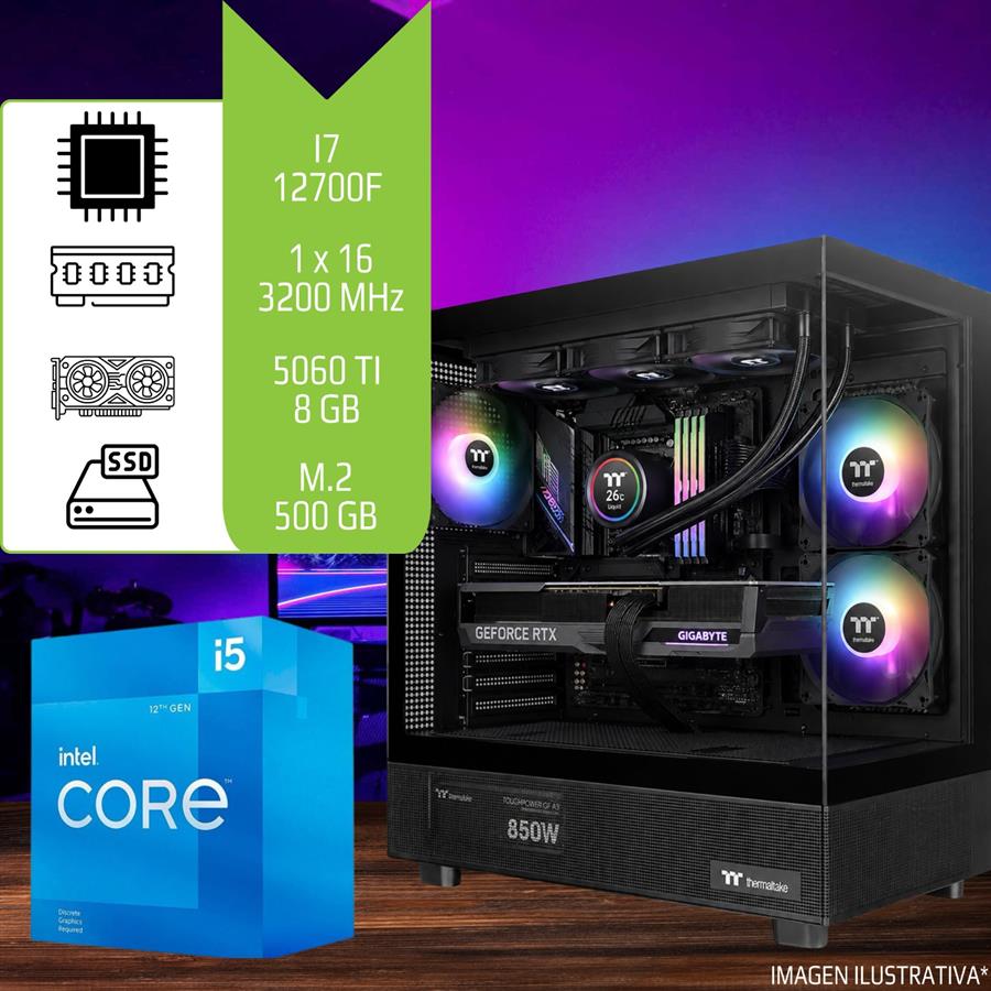 PC Gamer / Diseño I7 12700F 16GB 3200Mhz SSD M.2 500GB 5060TI 8GB