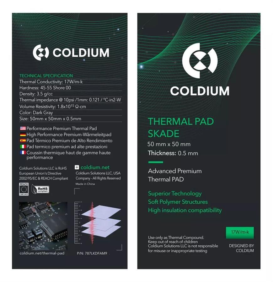 Pad termico Coldium Skade 50x50x0.5mm