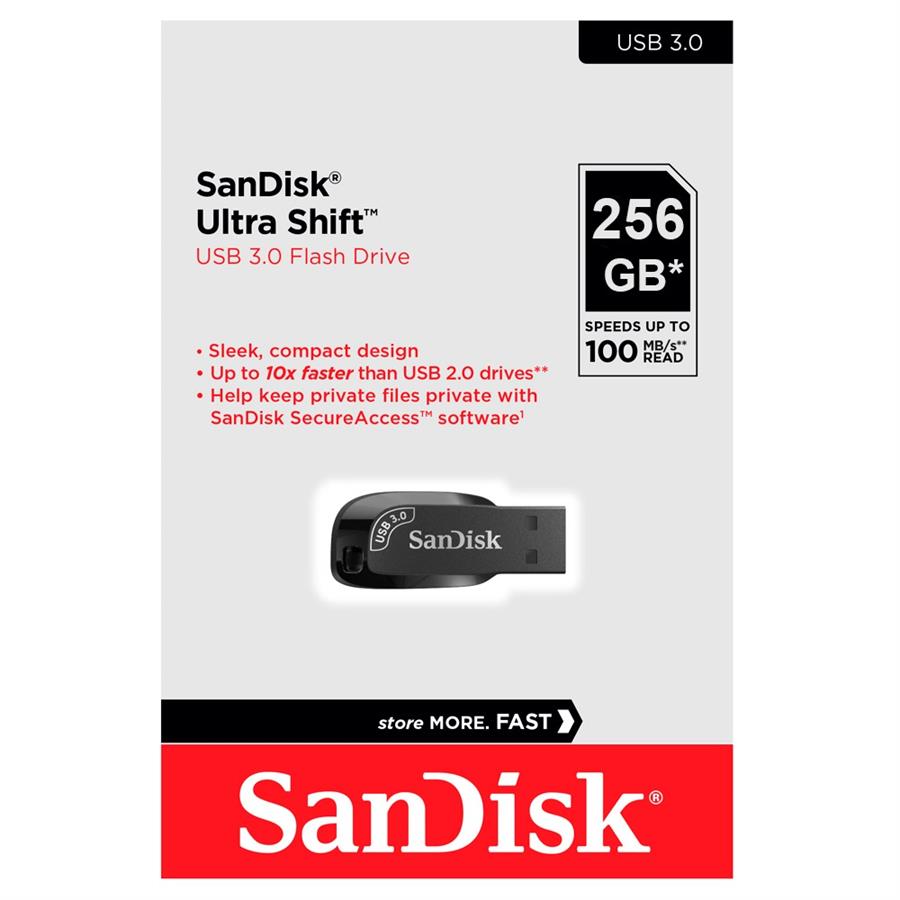 Pendrive Sandisk Ultra Shift 256GB USB 3.2 Gen 1 Tipo A (consultar colores disponibles)