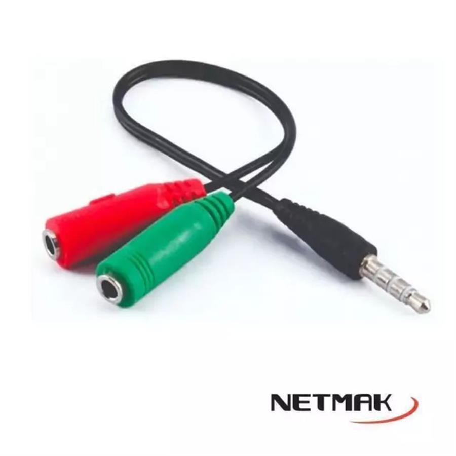 Adaptador Stereo 3.5 M a 2 Stereo H Netmak (NM-C92)