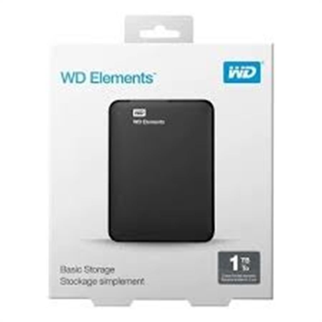 Disco Externo HDD WESTERN DIGITAL Elements 1TB USB 3.0 Tipo A Negro