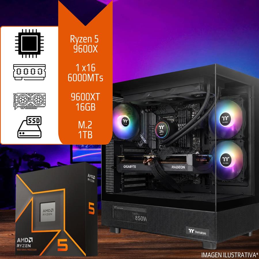 Pc Gamer / Diseño Ryzen 5 9600X 16GB 6000 MHz SSD M.2 1TB RX 9060XT 16GB