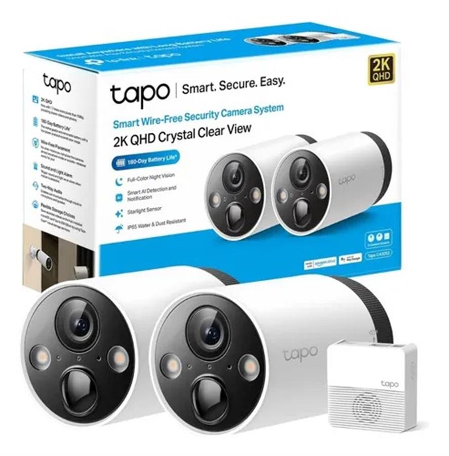 2 Camara IP a Bateria Full 2K QHD Color Exterior Dia/Noche+HUB TP-Link Tapo C420S2