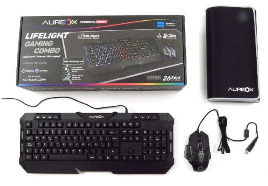 AUREOX COMBO GAMER LIFELIGHT (MOUSE + TECLADO + MOUSEPAD)