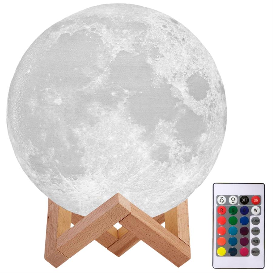 Lampara Velador Luna con luz Led 12Cm