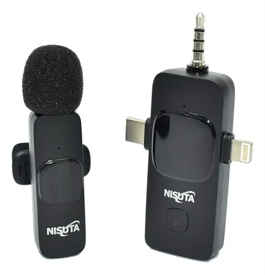 Microfono Inalambrico 2.4Ghz Recepto USB-C/Lightning/3.5mm Nisuta (NSMICW2)