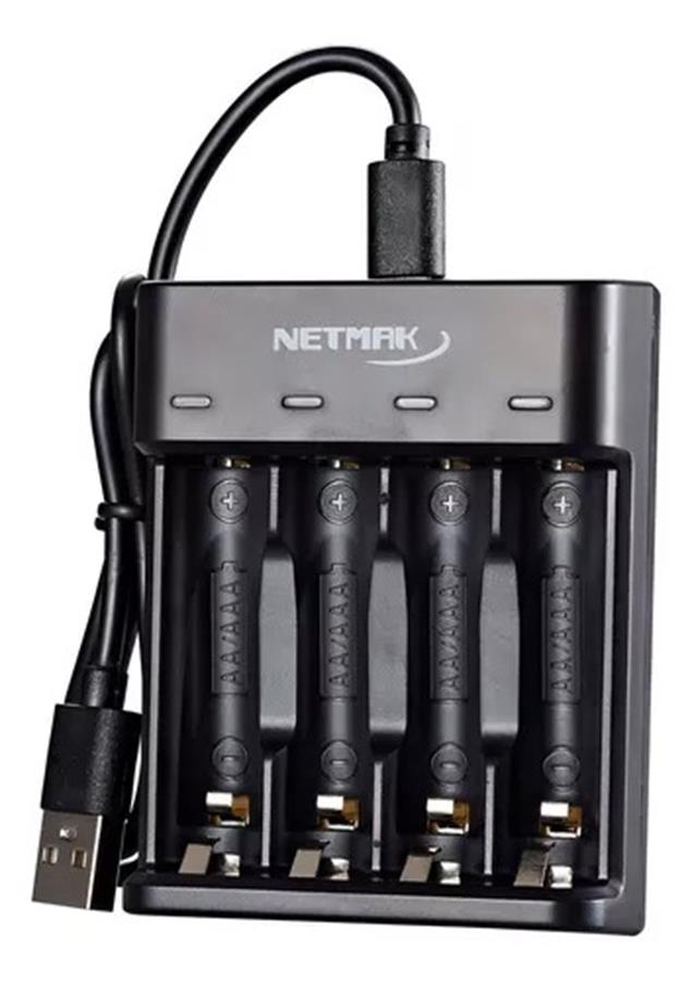 Cargador USB de Pilas Netmak (NM-CH4) AA AAA